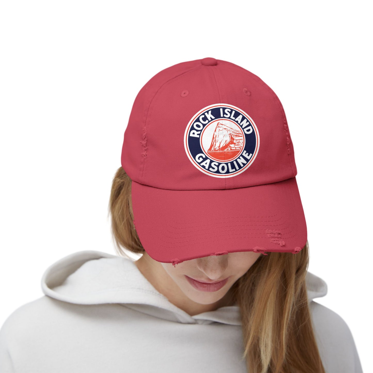 Rock Island Gasoline Distressed Cap — Vintage Petroliana Hat | The Faded Label Co.