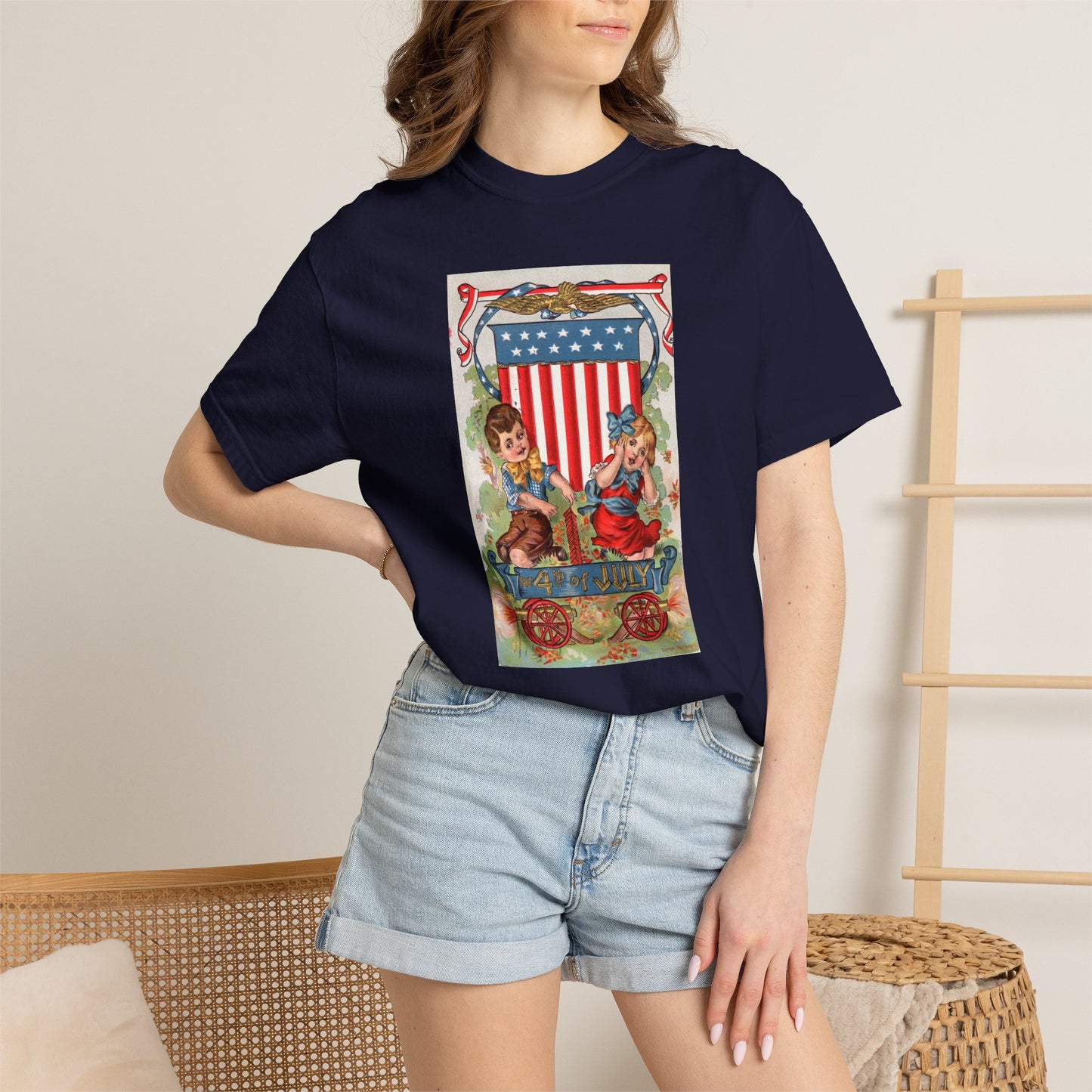 1908 Fourth of July Wagon t-shirt size chart — Comfort Colors 1717 vintage patriotic tee — The Faded Label Co.