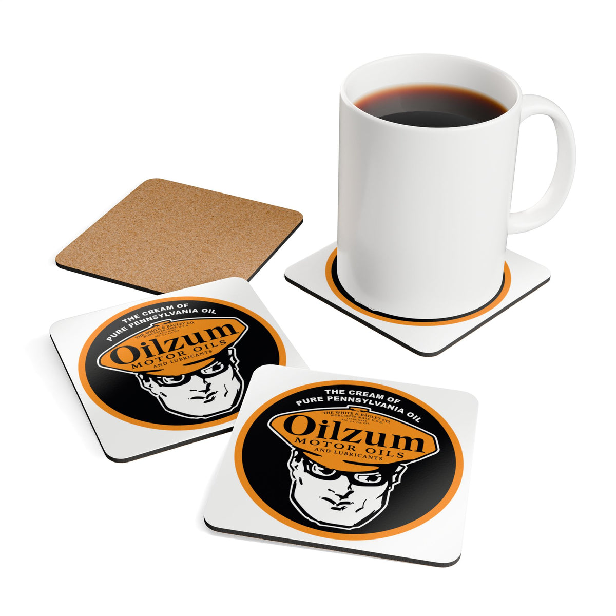 Oilzum Coaster Set — Vintage Racing Motor Oil Petroliana Gift | The Faded Label Co.