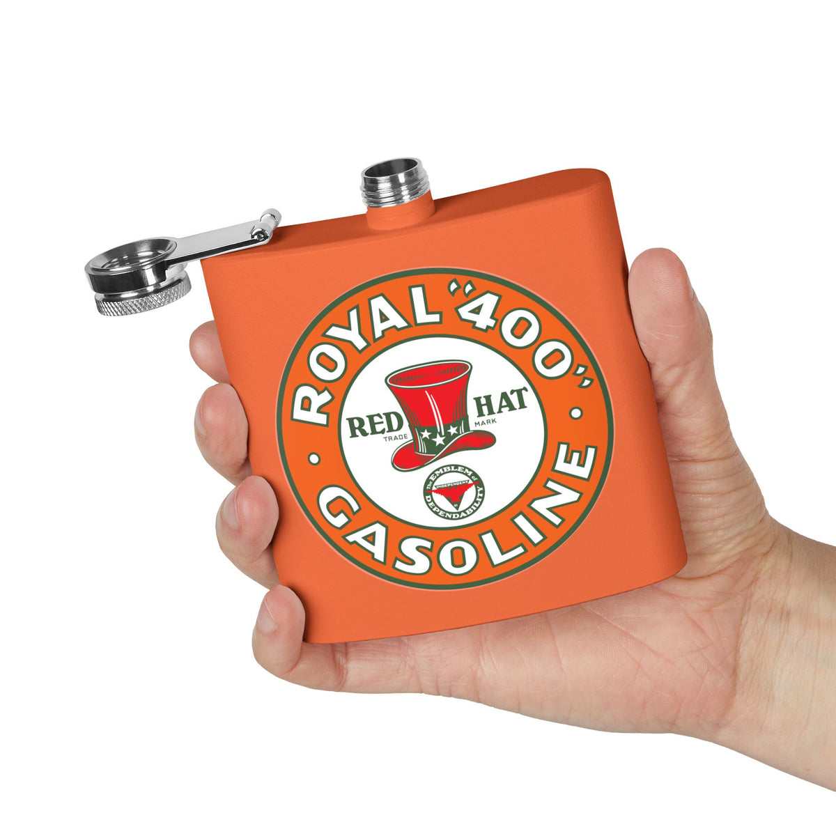 Red Hat Royal 400 Gasoline Flask — Vintage Rare Petroliana Gift | The Faded Label Co.