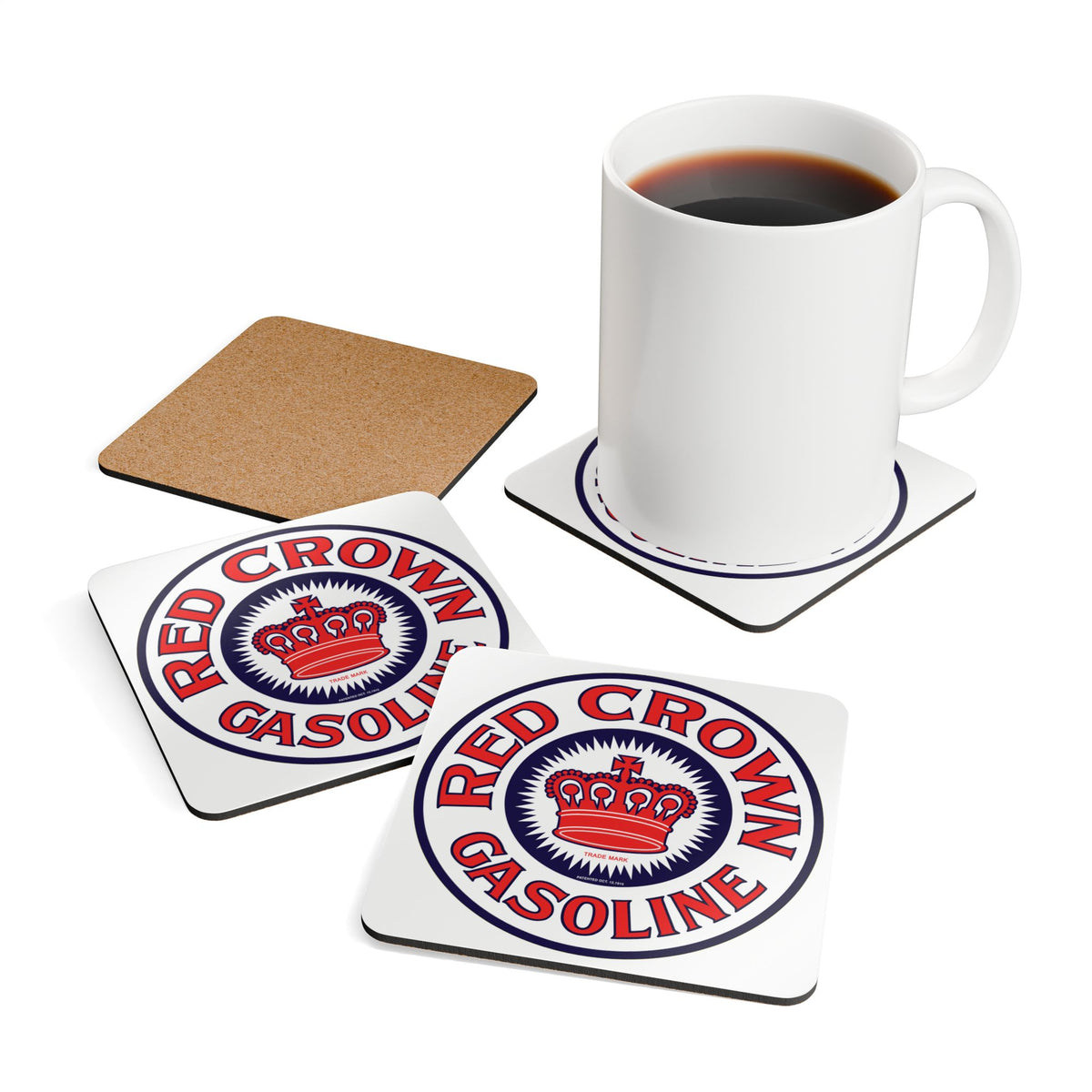 Red Crown Gasoline Coaster Set — Vintage Standard Oil Petroliana Gift | The Faded Label Co.
