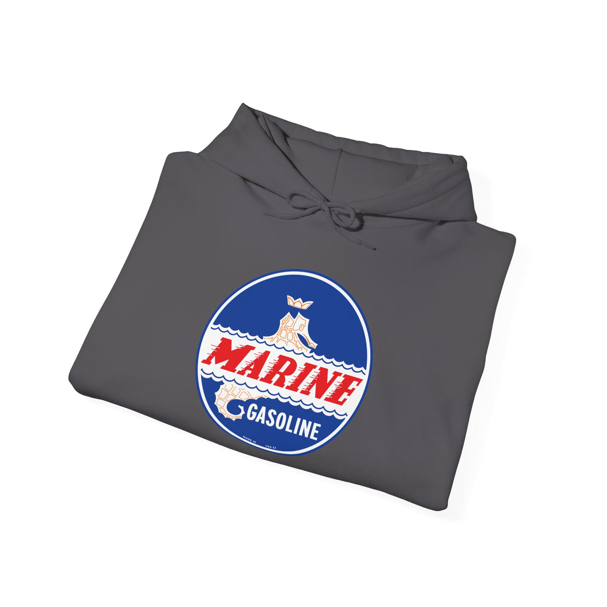 Marine Gasoline Hoodie — Vintage Seahorse Petroliana | The Faded Label Co.