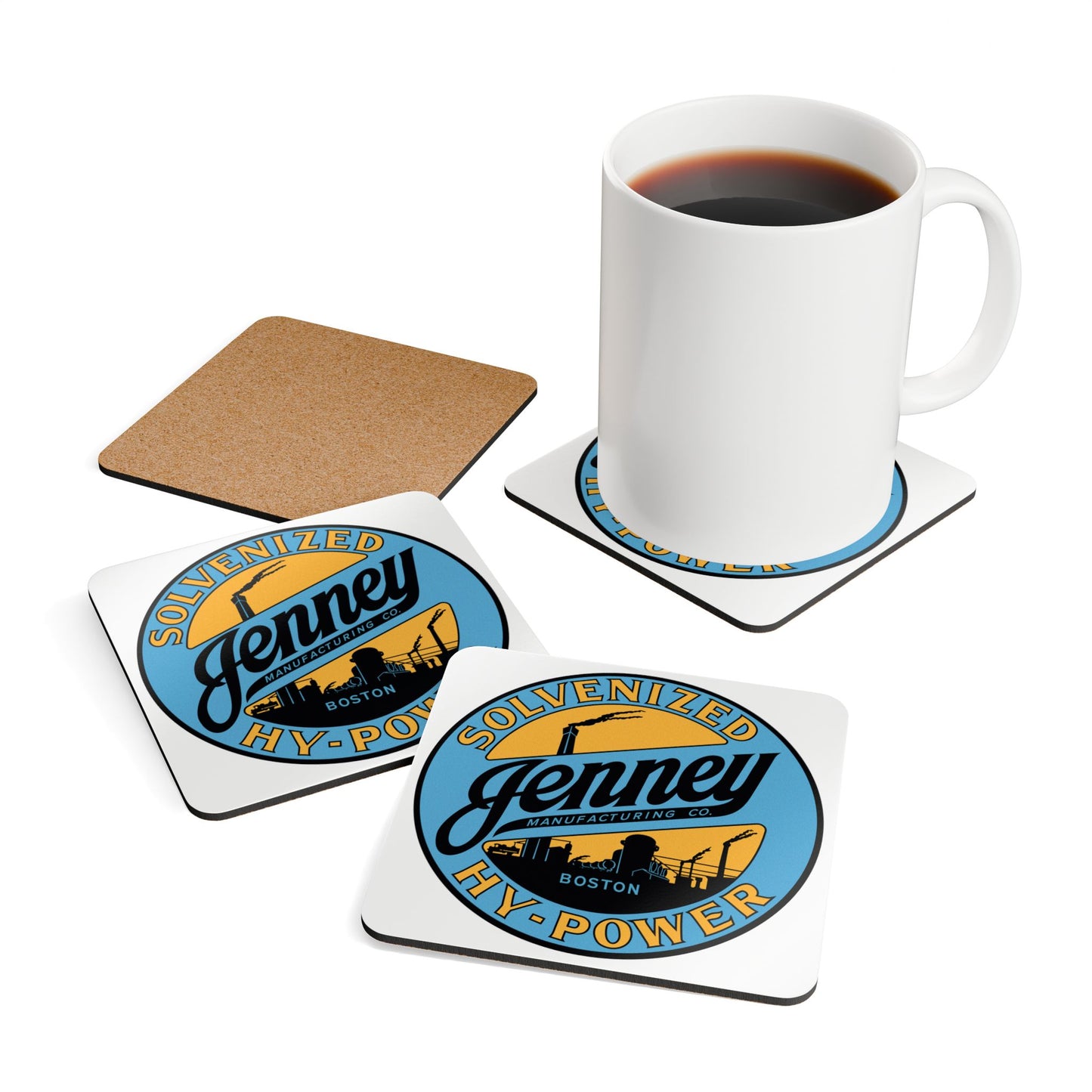 Jenney Gasoline Coaster Set — Vintage New England Petroliana Gift | The Faded Label Co.