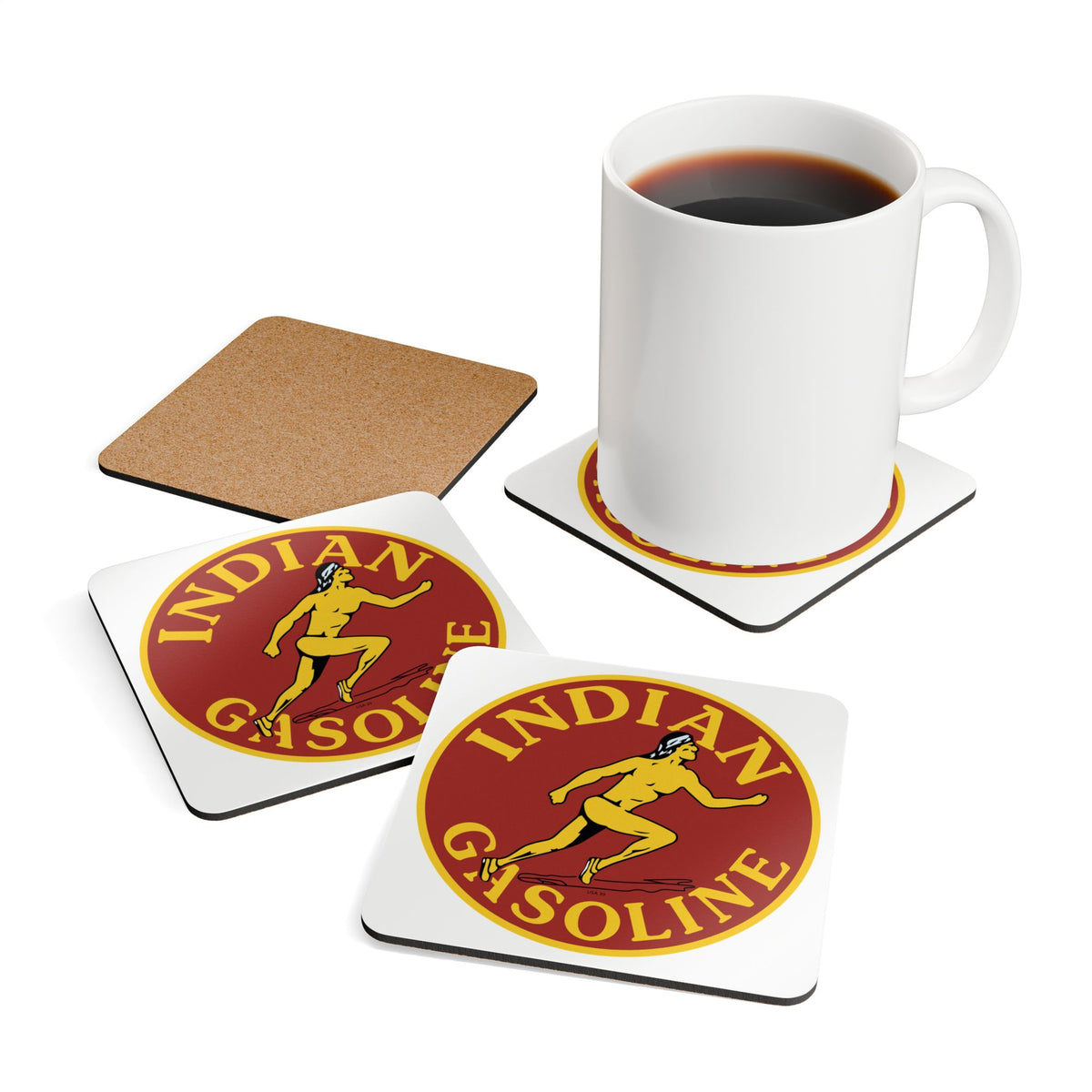 Indian Gasoline Coaster Set — Vintage Petroliana Gift | The Faded Label Co.