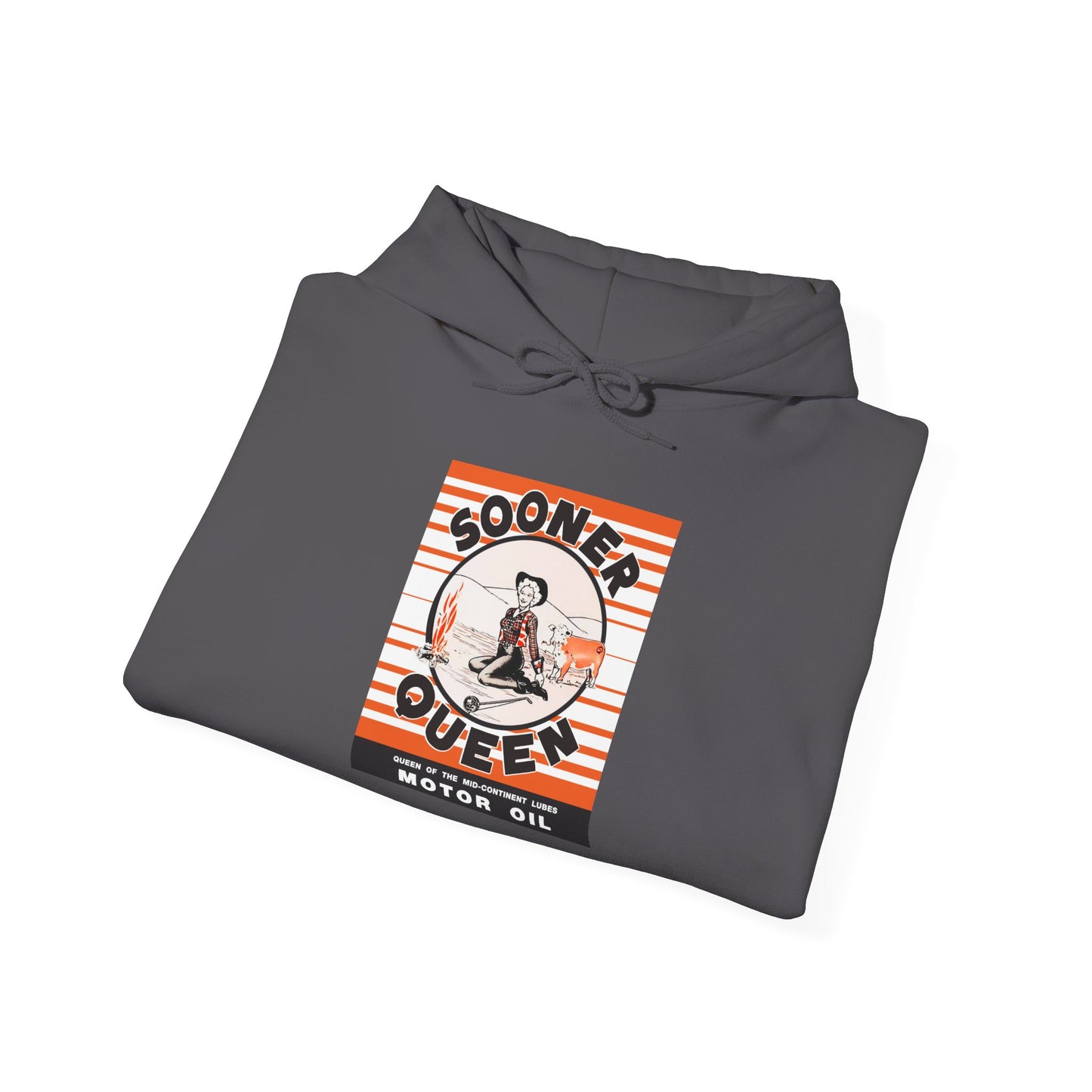 Sooner Queen Motor Oil Hoodie — Retro Racing Graphic Sweatshirt