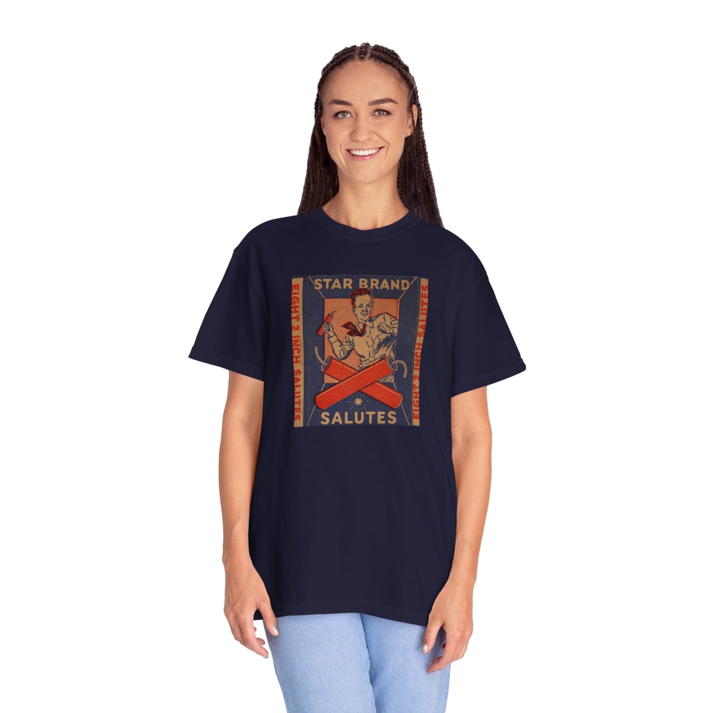 Star Brand Salutes t-shirt size chart — Comfort Colors 1717 vintage tee — The Faded Label Co.