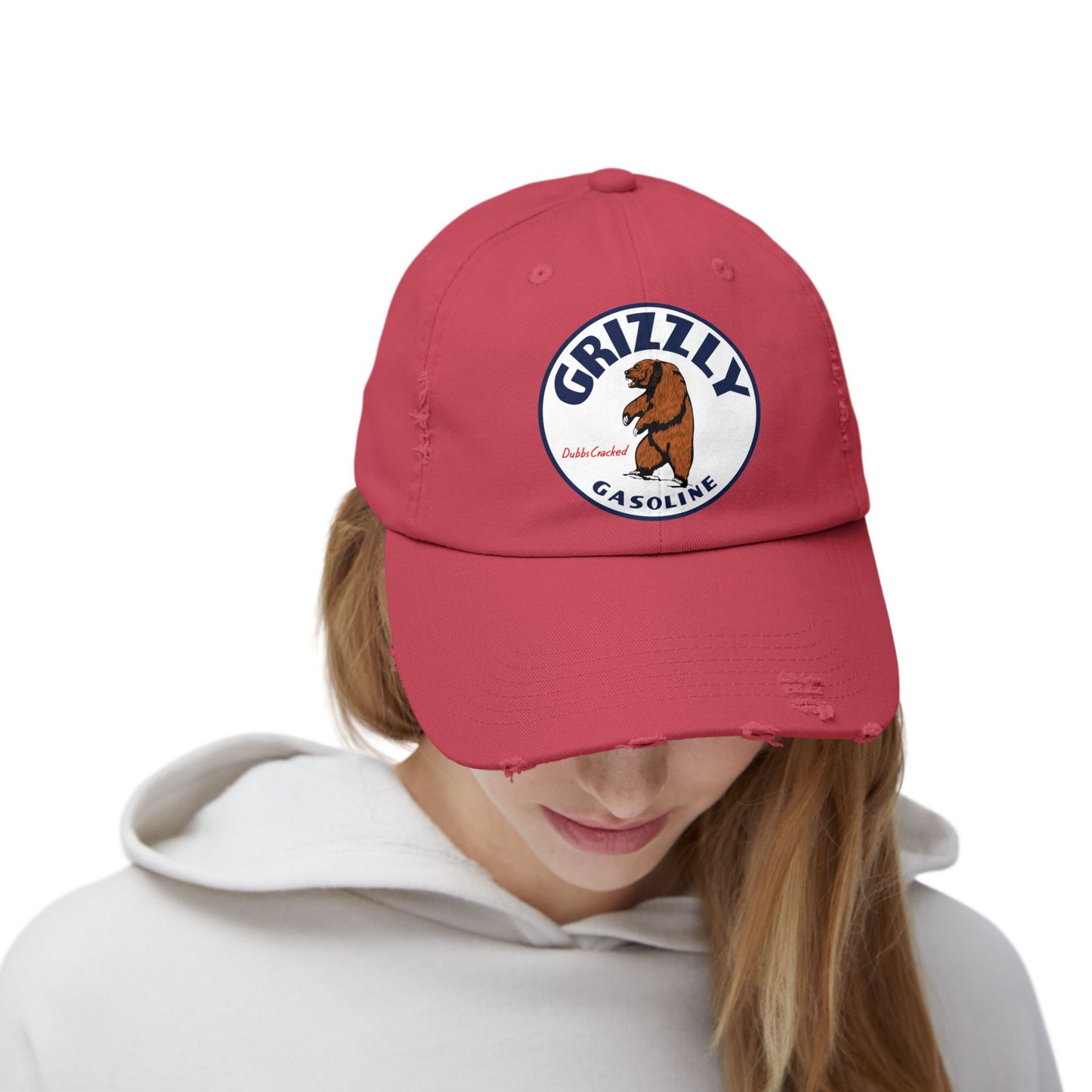 Grizzly Gasoline Distressed Cap — Vintage Montana Petroliana Hat | The Faded Label Co.