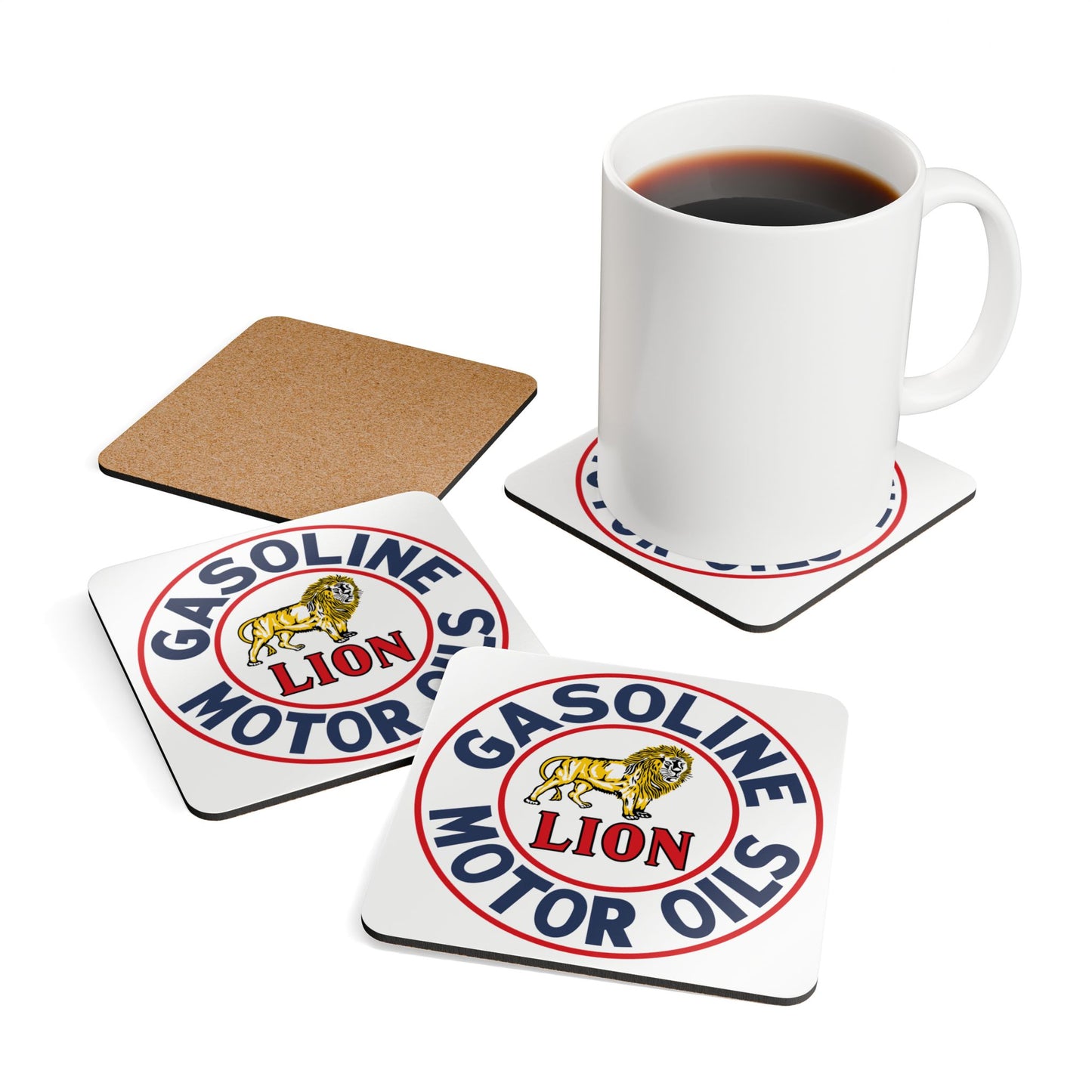 Lion Gasoline Coaster Set — Vintage Arkansas Petroliana Gift | The Faded Label Co.