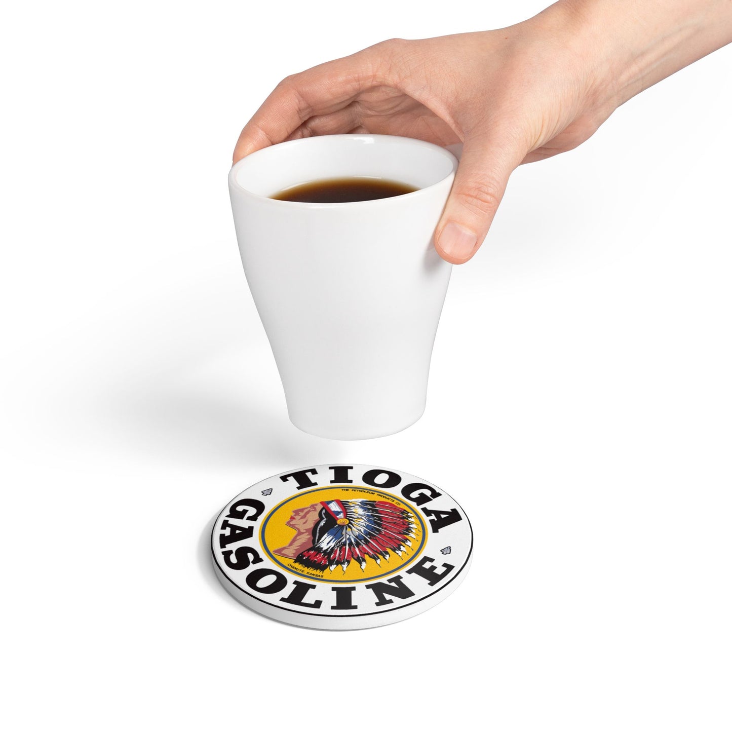 Tioga Gasoline Ceramic Coaster — Vintage Petroliana Gift | The Faded Label Co.