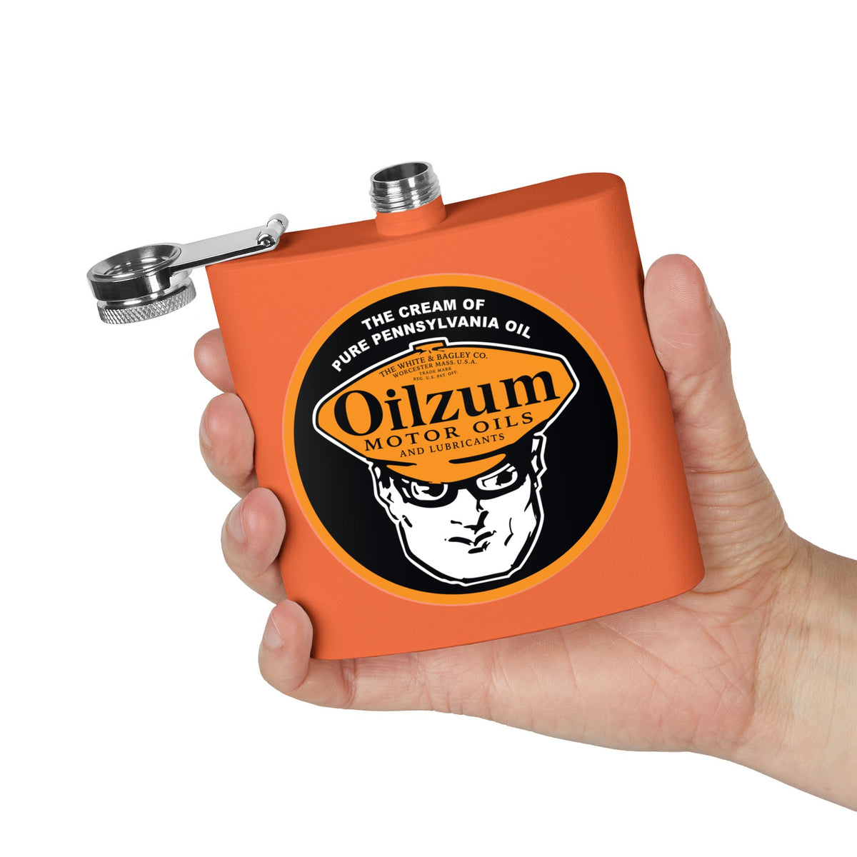 Oilzum Flask — Vintage Racing Motor Oil Petroliana Gift | The Faded Label Co.