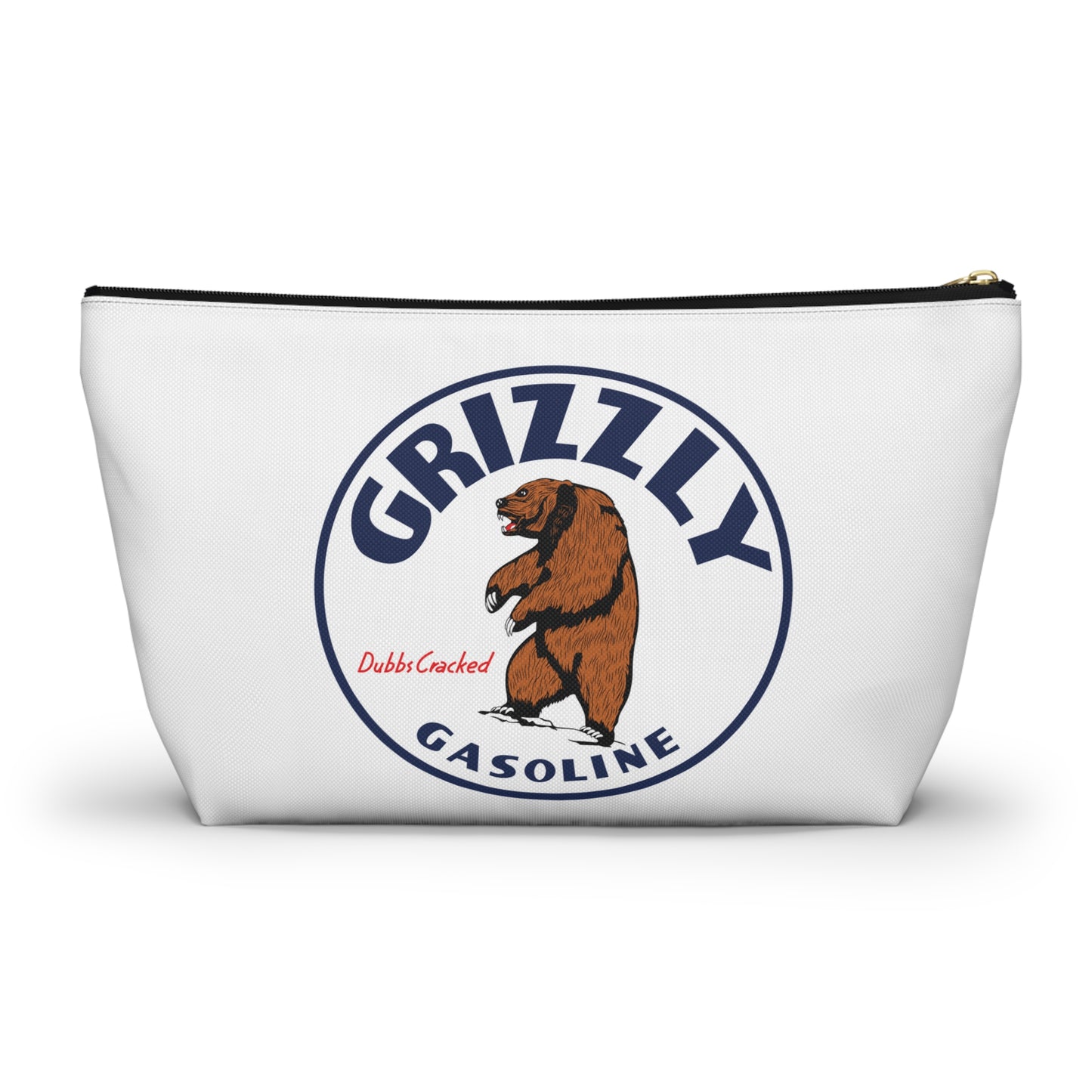 Grizzly Gasoline Accessory Pouch — Vintage Montana Petroliana Gift | The Faded Label Co.