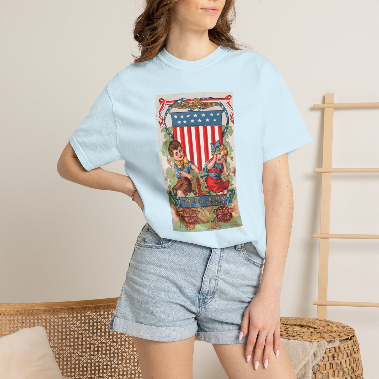 1908 Fourth of July Wagon t-shirt folded — Comfort Colors 1717 unisex tee — The Faded Label Co.