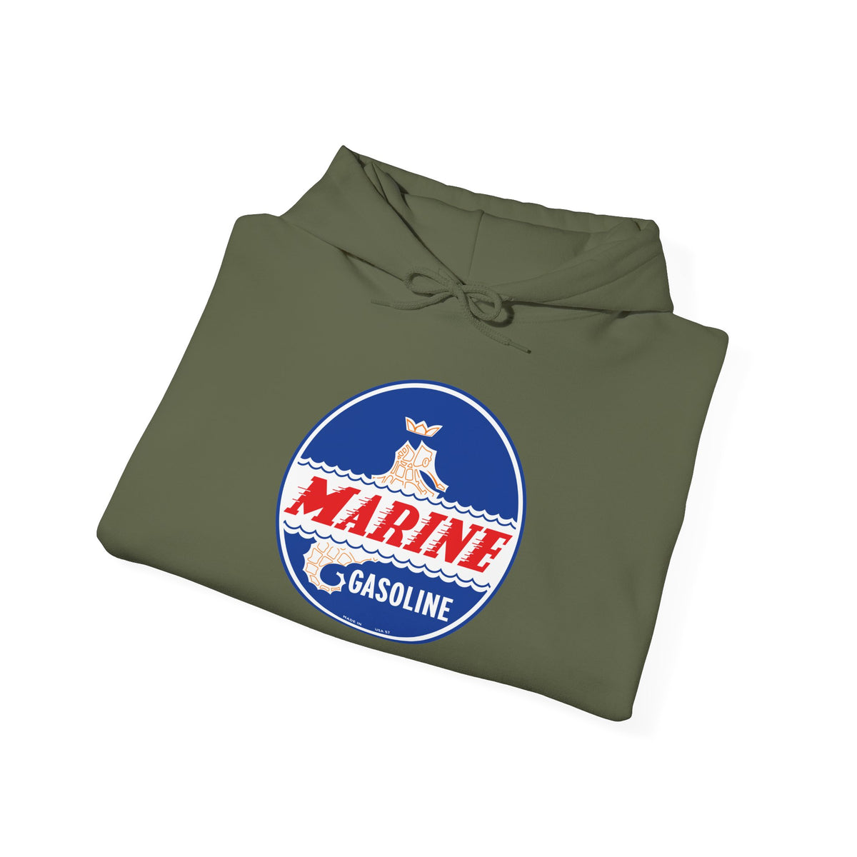Marine Gasoline Hoodie — Vintage Seahorse Petroliana | The Faded Label Co.