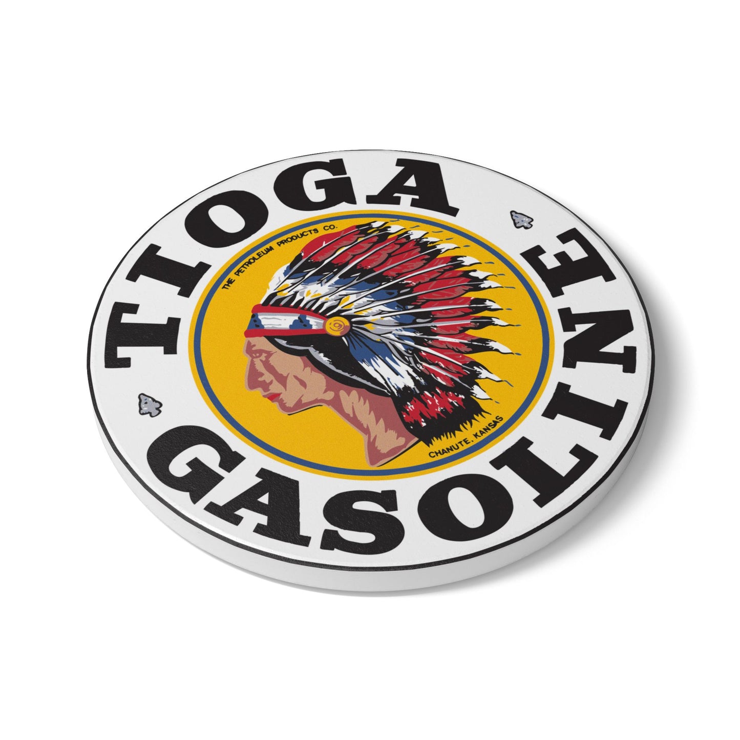 Tioga Gasoline Ceramic Coaster — Vintage Petroliana Gift | The Faded Label Co.
