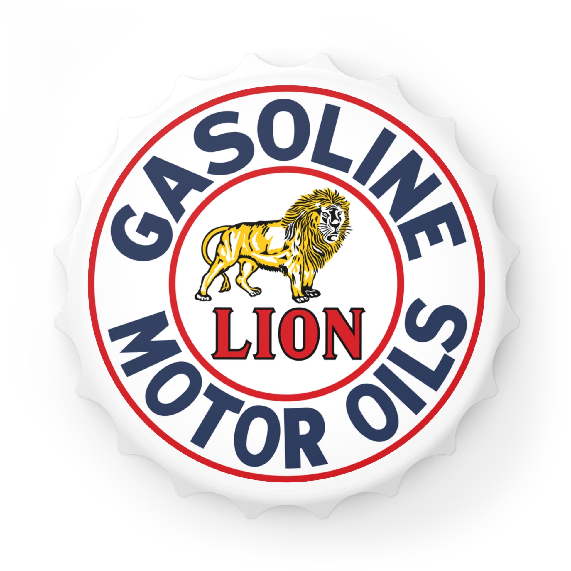 Lion Gasoline bottle opener — vintage petroliana gift — The Faded Label Co.