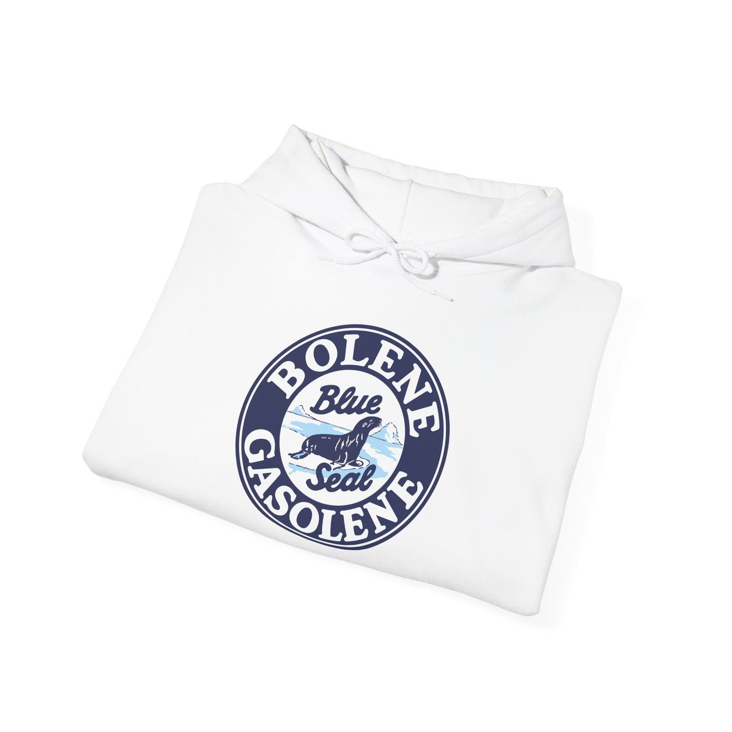 Bolene Blue Seal"Gasoline Hoodie - Vintage " Retro Logo Pullover