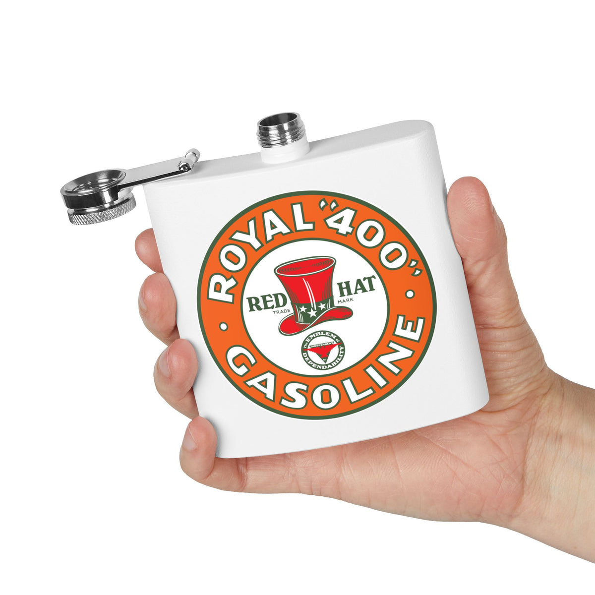 Red Hat Royal 400 Gasoline Flask — Vintage Rare Petroliana Gift | The Faded Label Co.