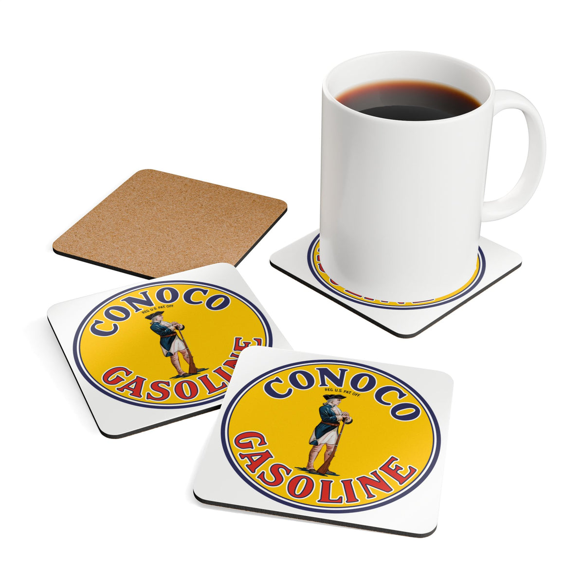 Conoco Minute Man Coaster Set — Vintage Petroliana Gift | The Faded Label Co.