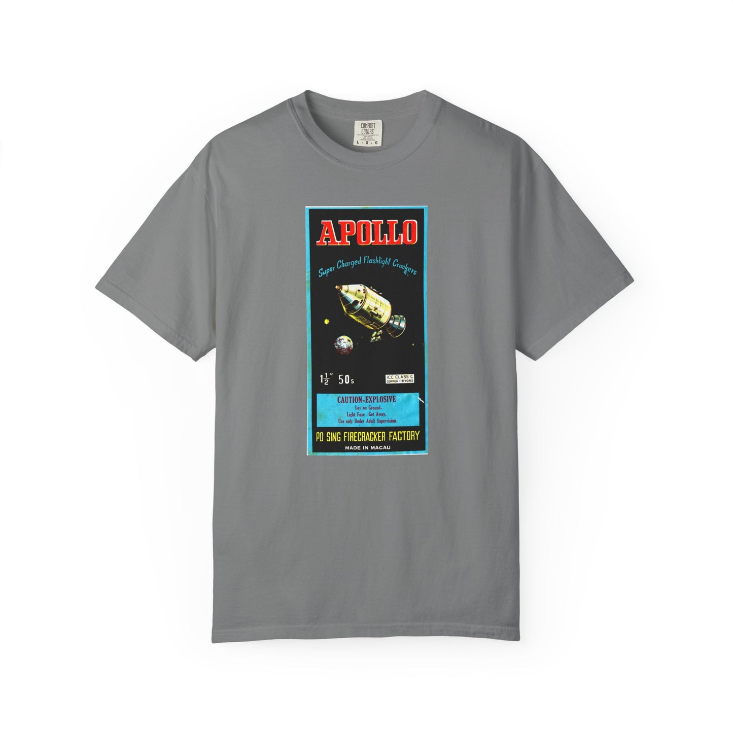 Apollo Firecrackers t-shirt Blue Jean — America's 250th vintage fireworks tee — The Faded Label Co.