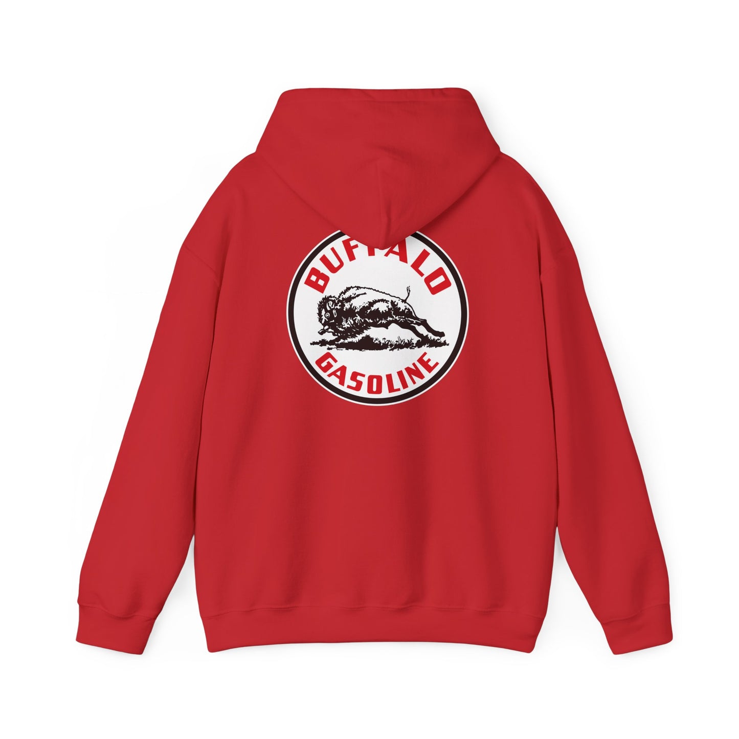 Buffalo Gasoline Retro Logo Hoodie — Vintage Bison Fuel Graphic Sweatshirt