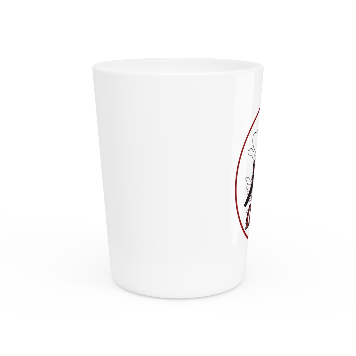 Clipper Petroleum shot glass detail — vintage petroliana barware — The Faded Label Co.