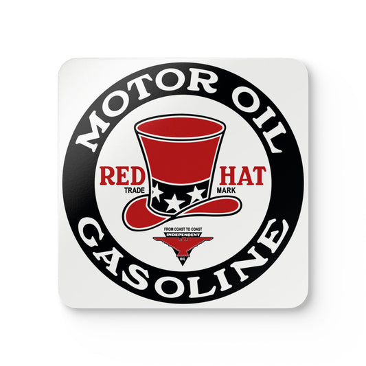 Red Hat Motor Oil coaster set — vintage petroliana gift — The Faded Label Co.