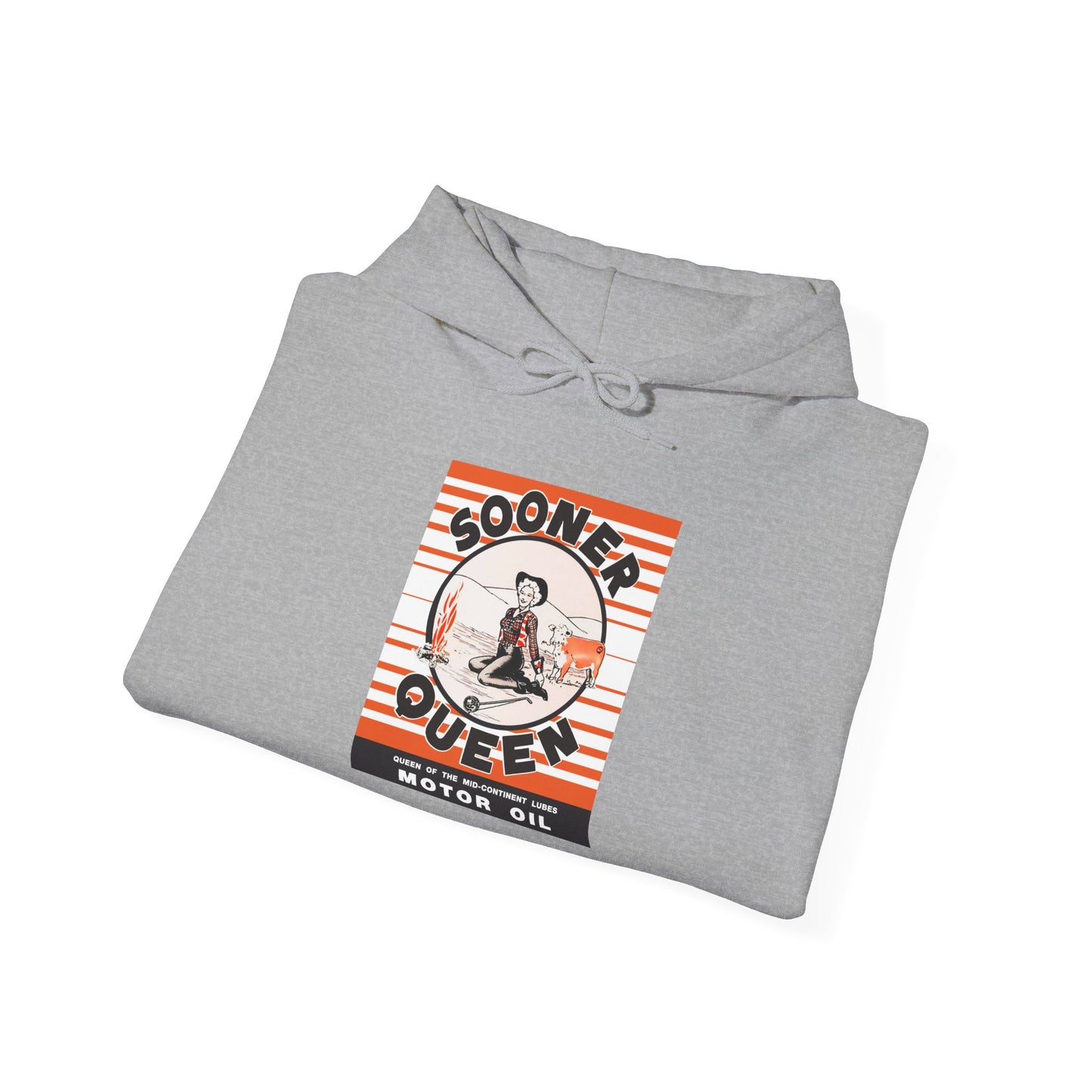 Sooner Queen Motor Oil Hoodie — Retro Racing Graphic Sweatshirt