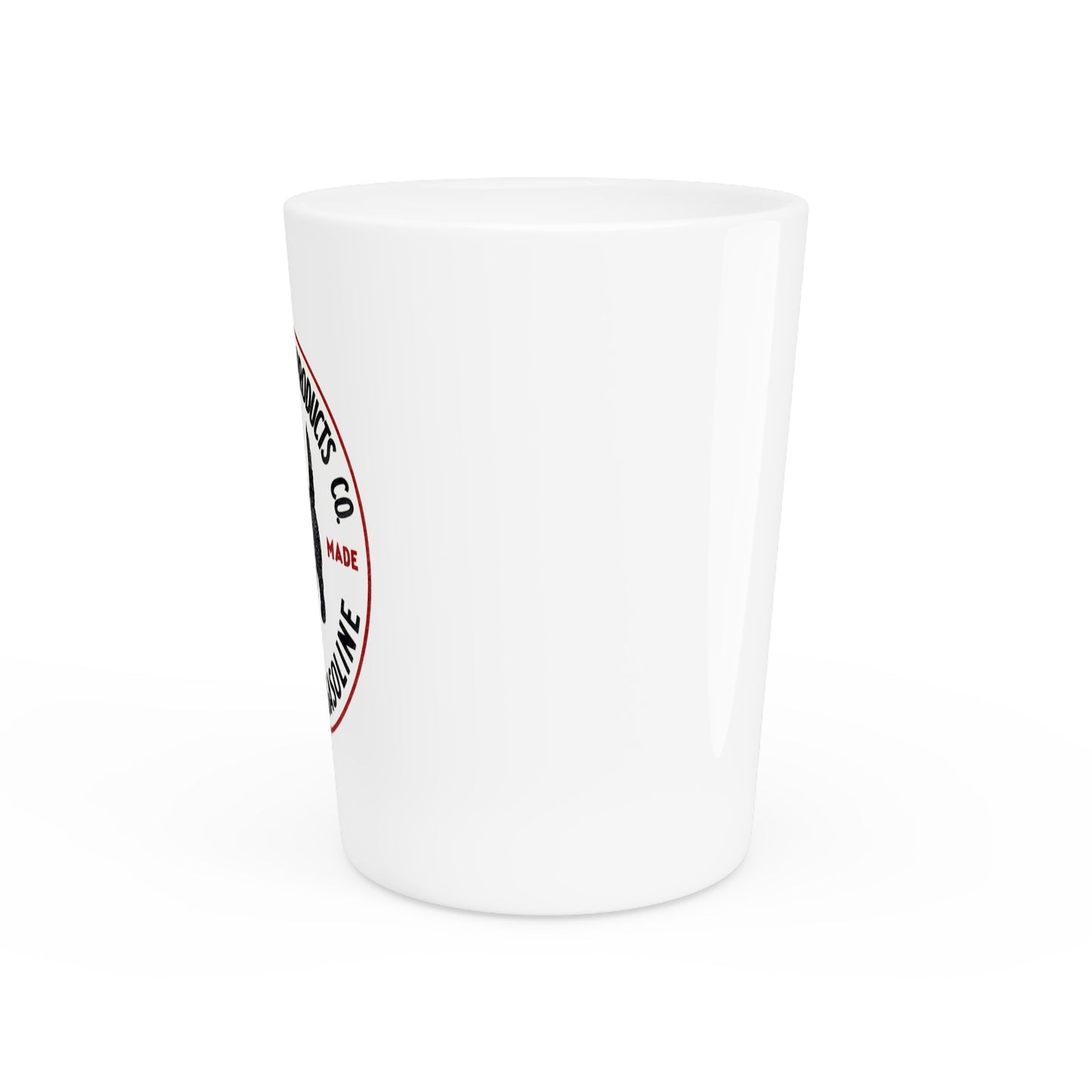 Dog-On Good Gasoline shot glass lifestyle — vintage Scottie Dog petroliana barware — The Faded Label Co.
