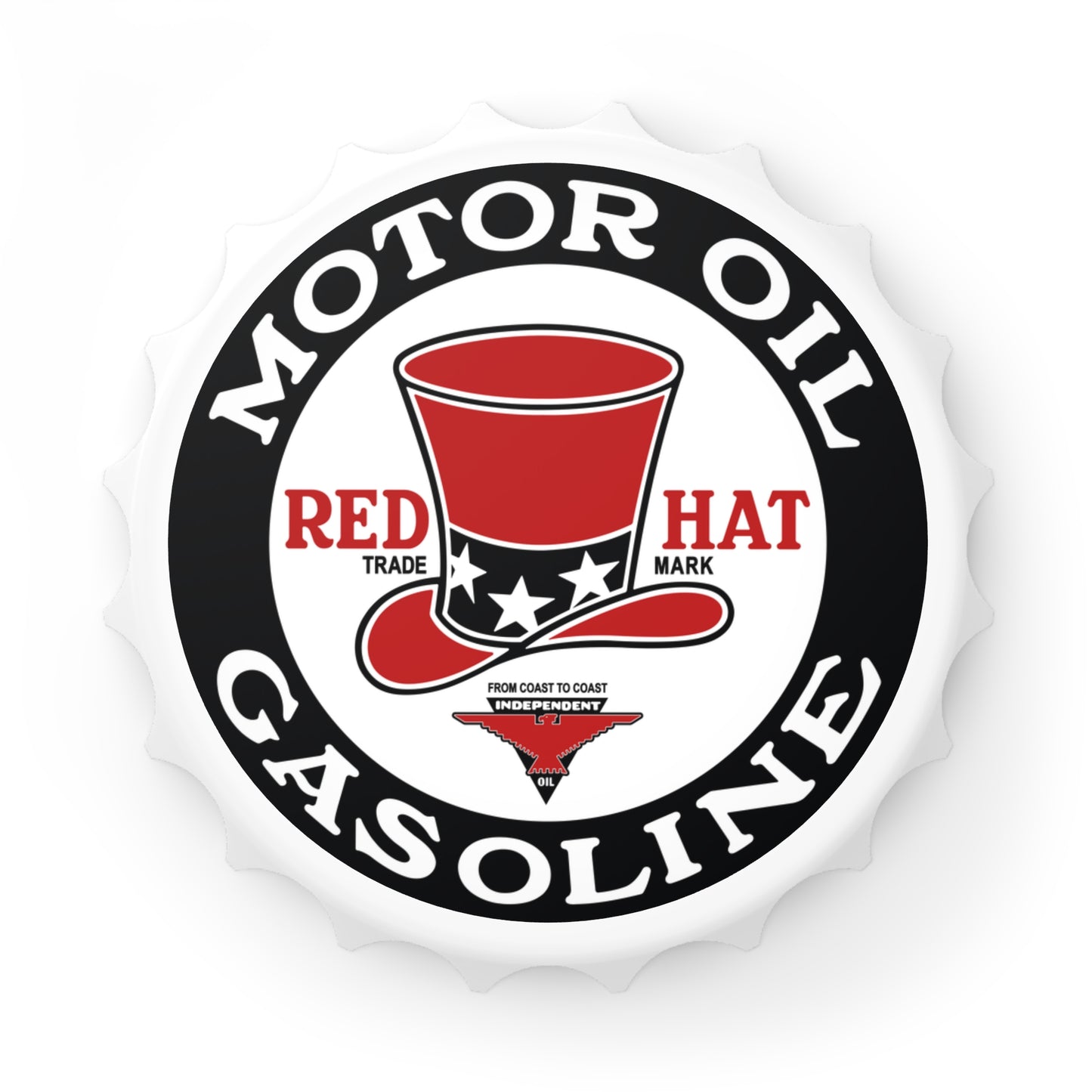 Red Hat Motor Oil bottle opener — vintage petroliana gift — The Faded Label Co.