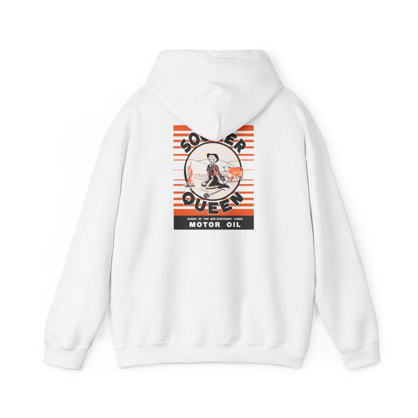 Sooner Queen Motor Oil Hoodie — Retro Racing Graphic Sweatshirt