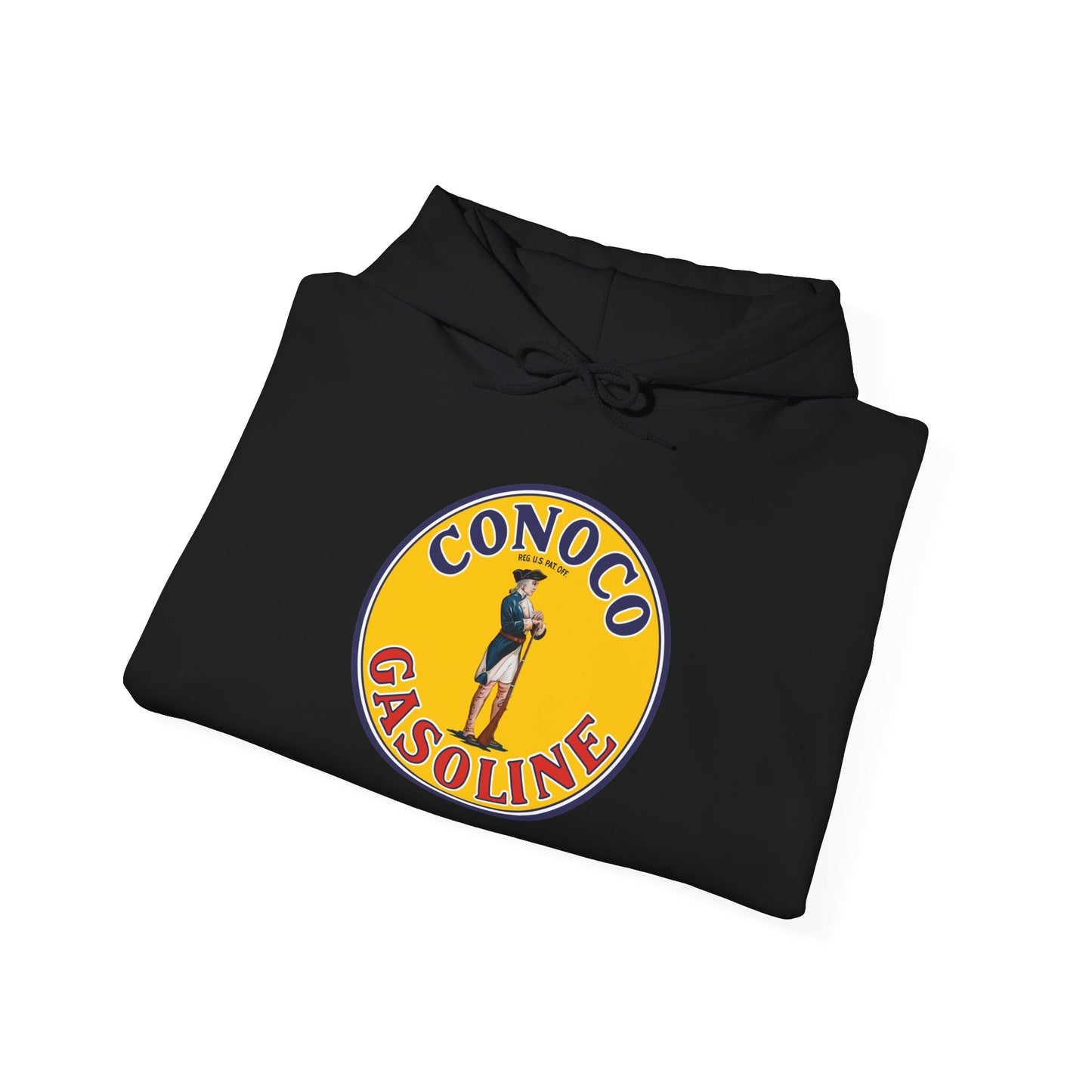 Conoco minuteman Gasoline Vintage Logo Hoodie — Retro Petrol Brand Pullover