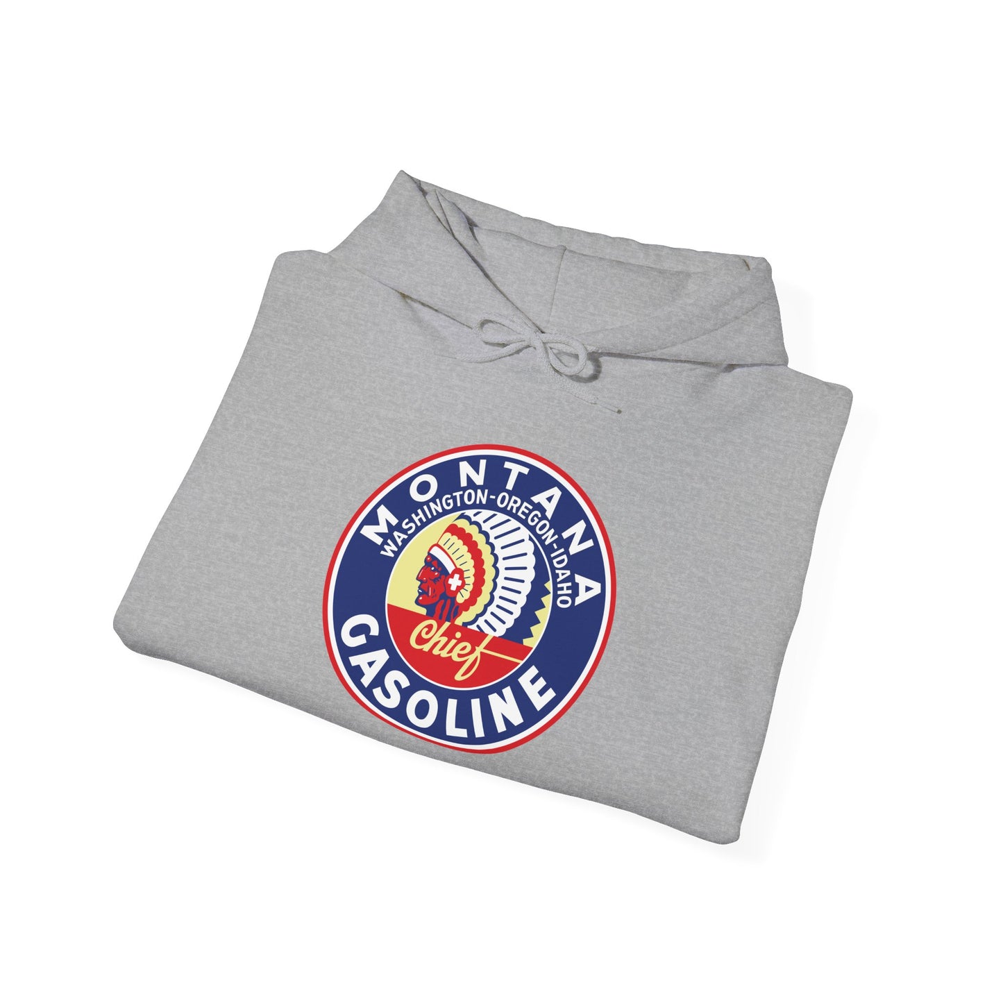 Montana Chief Gasoline Hoodie — Retro Logo Vintage Gas Station Pullover