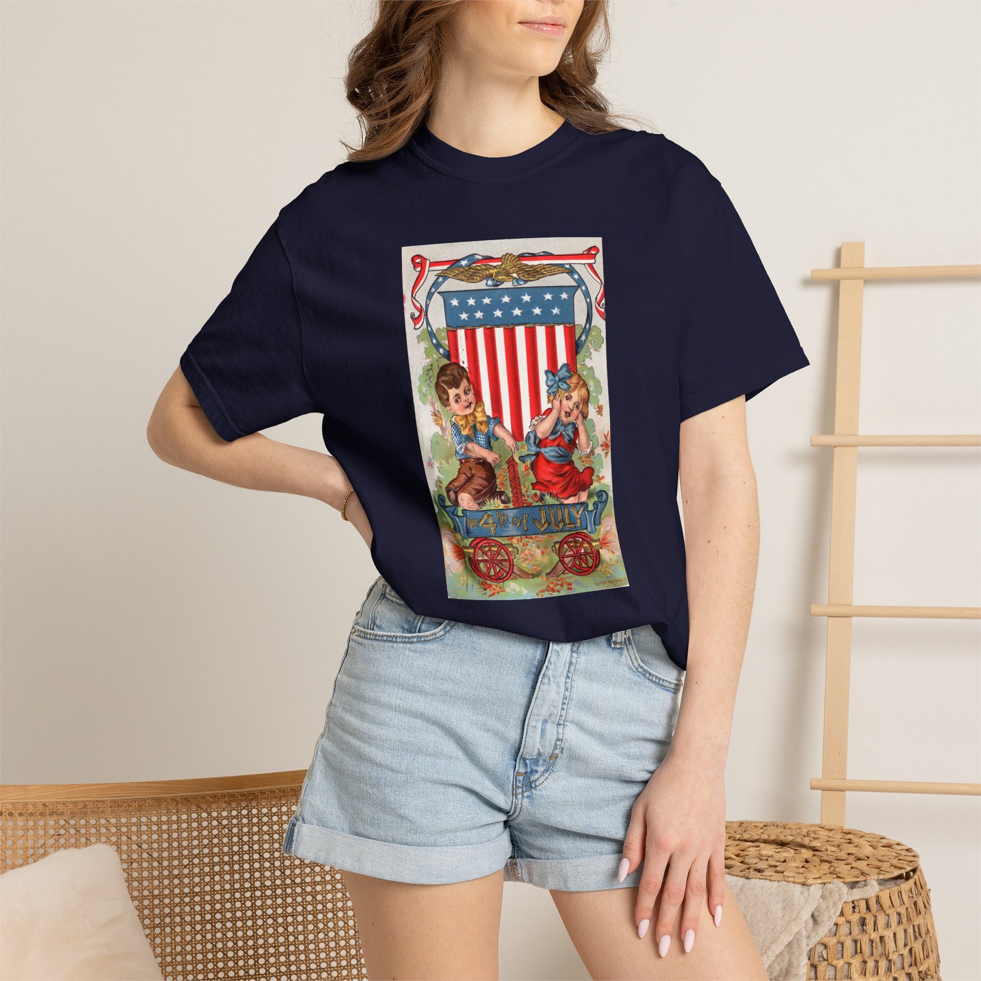 1908 Fourth of July Wagon t-shirt size chart — Comfort Colors 1717 vintage patriotic tee — The Faded Label Co.
