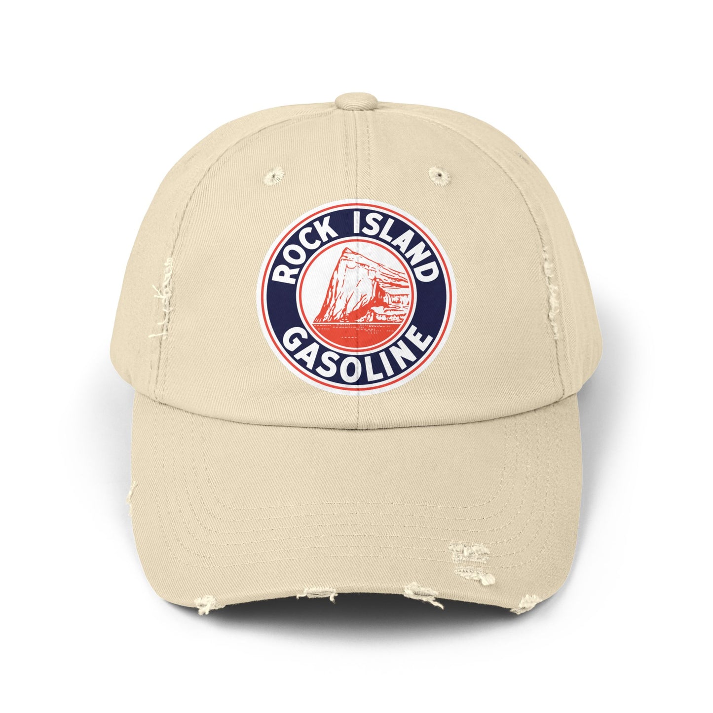 Rock Island Gasoline Distressed Cap — Vintage Petroliana Hat | The Faded Label Co.