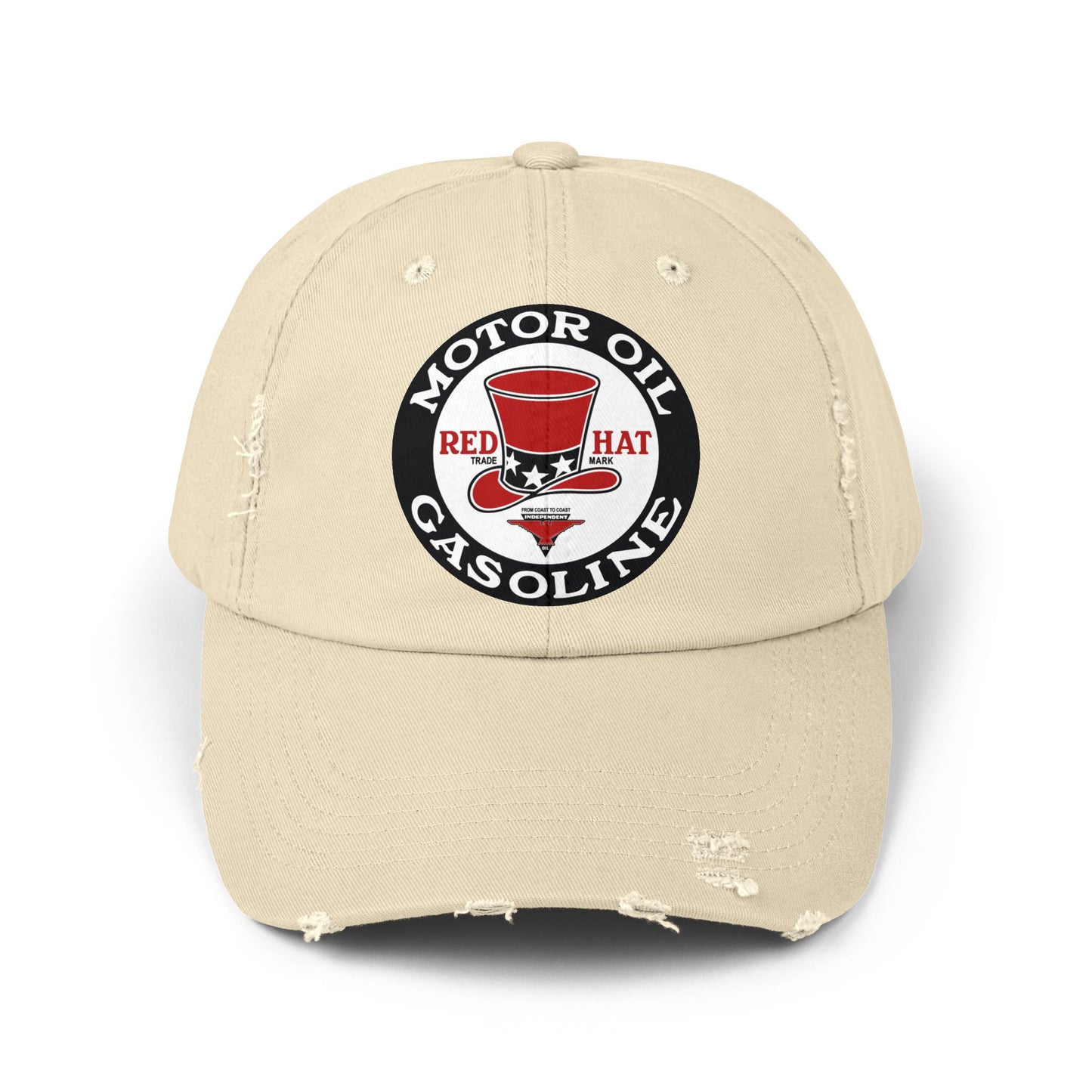 Red Hat Motor Oil & Gasoline Distressed Cap — Vintage Rare Petroliana Hat | The Faded Label Co.