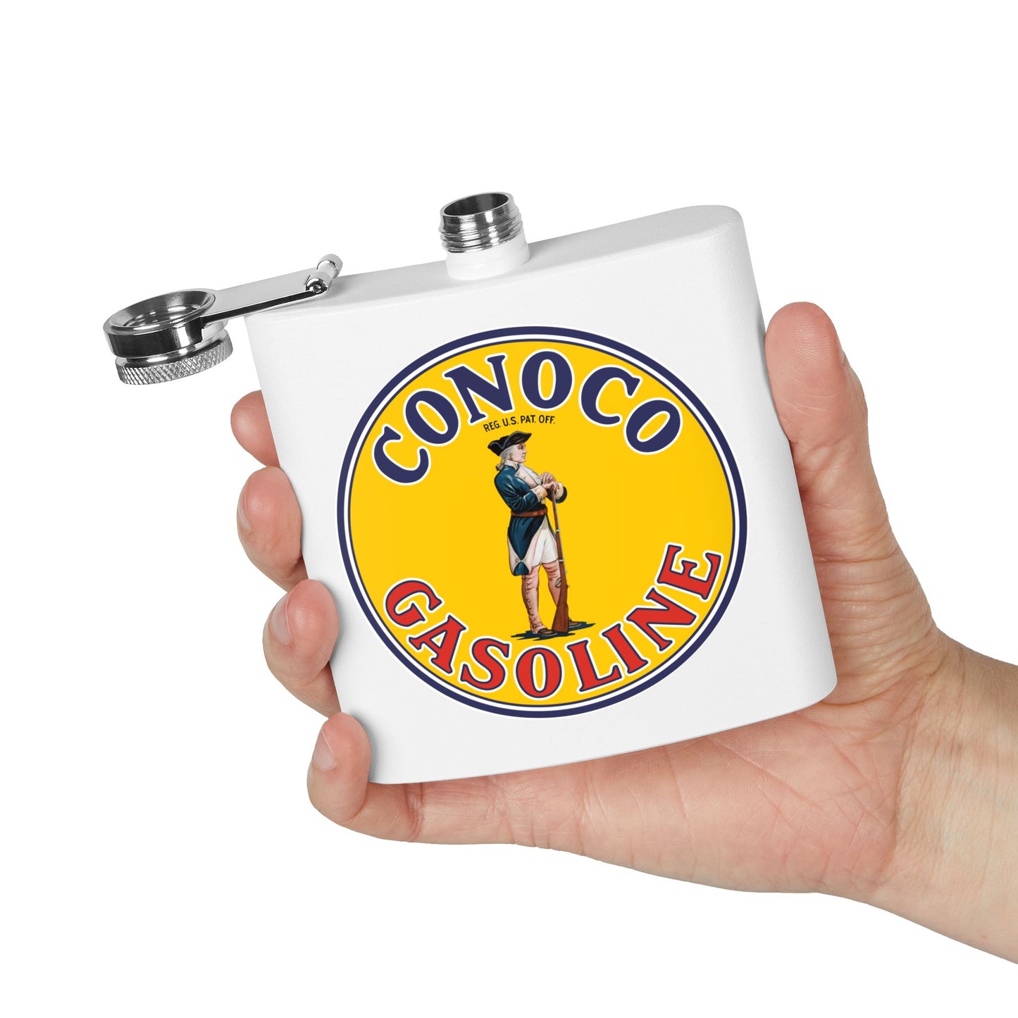 Conoco Minute Man Flask — Vintage Petroliana Gift | The Faded Label Co.
