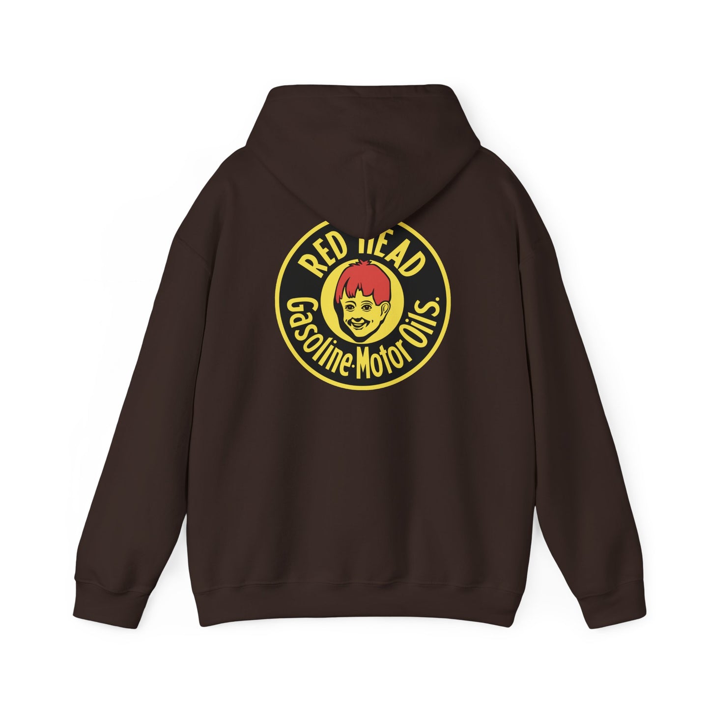 Red Head Gasoline Logo Hoodie — Vintage Automotive Graphic Sweatshirt