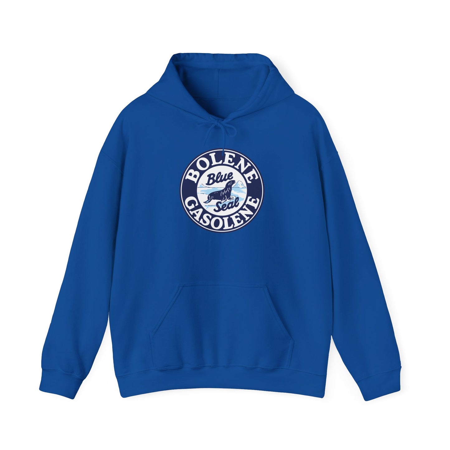 Bolene Blue Seal"Gasoline Hoodie - Vintage " Retro Logo Pullover