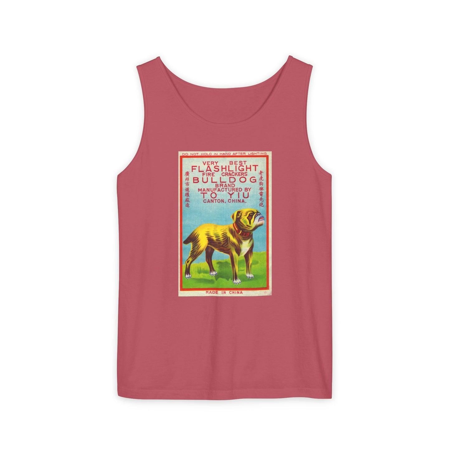 Bulldog Firecrackers tank top gray — 4th of July vintage graphic tank — The Faded Label Co.