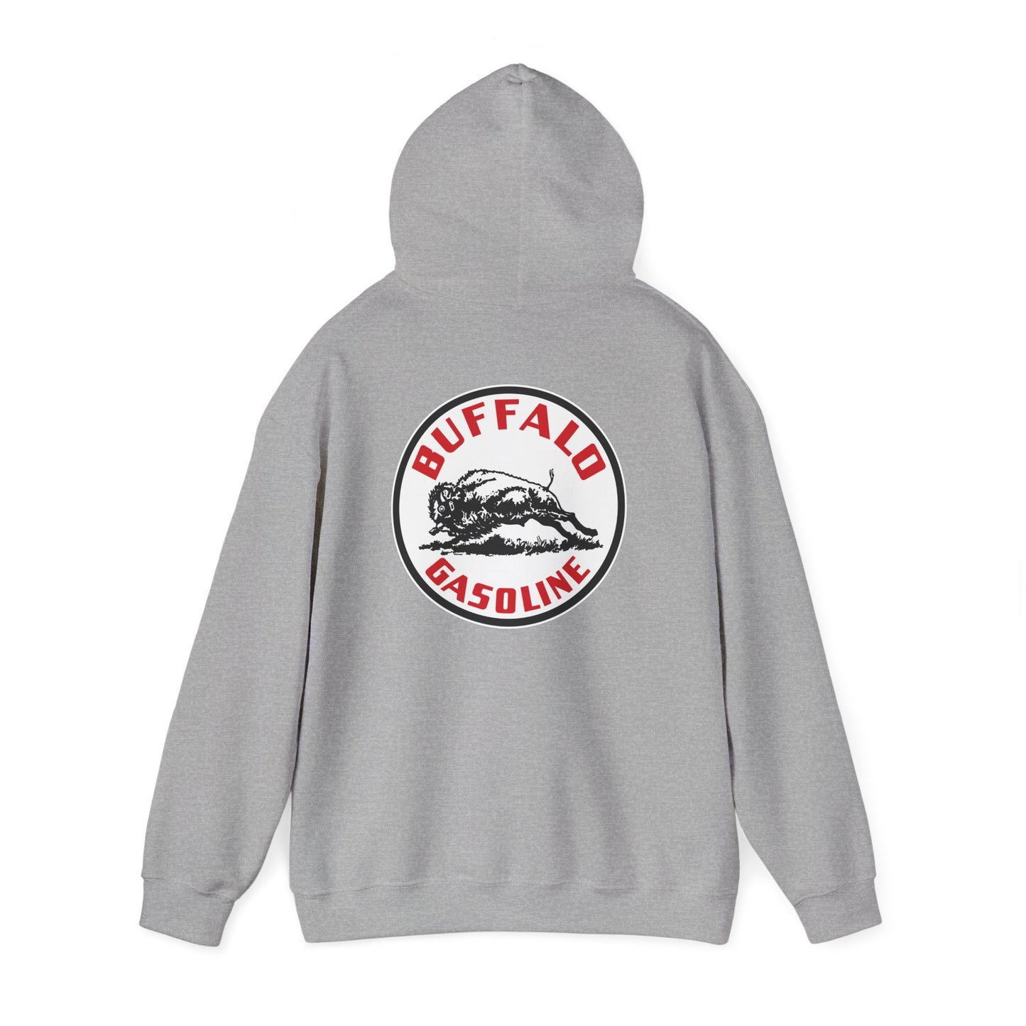 Buffalo Gasoline Retro Logo Hoodie — Vintage Bison Fuel Graphic Sweatshirt