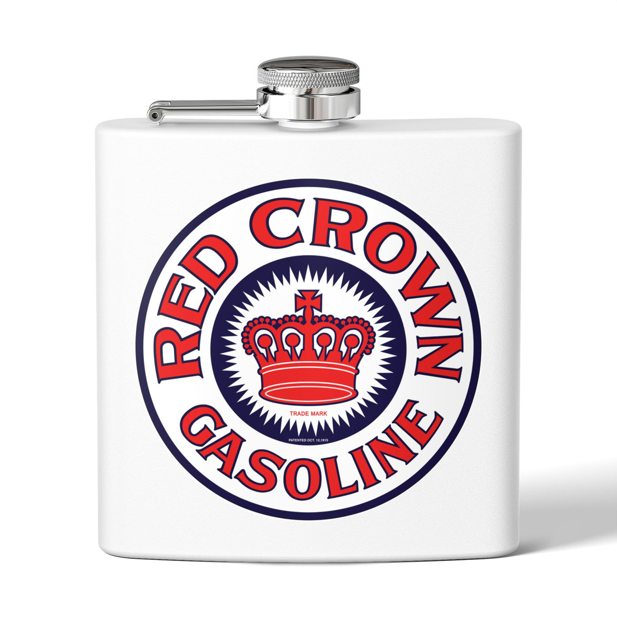 Red Crown Gasoline flask navy — vintage petroliana gift — The Faded Label Co.