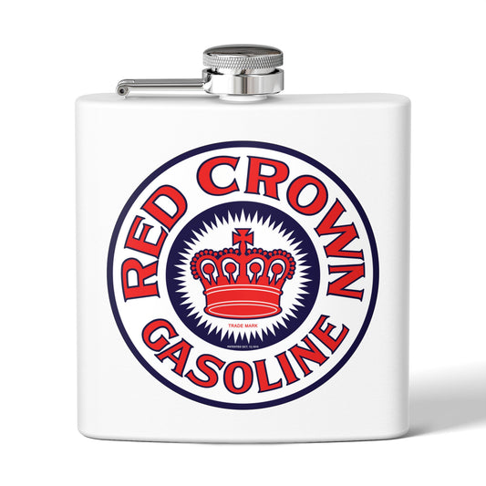 Red Crown Gasoline flask navy — vintage petroliana gift — The Faded Label Co.