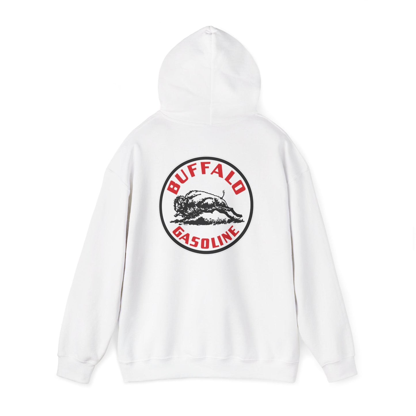 Buffalo Gasoline Retro Logo Hoodie — Vintage Bison Fuel Graphic Sweatshirt