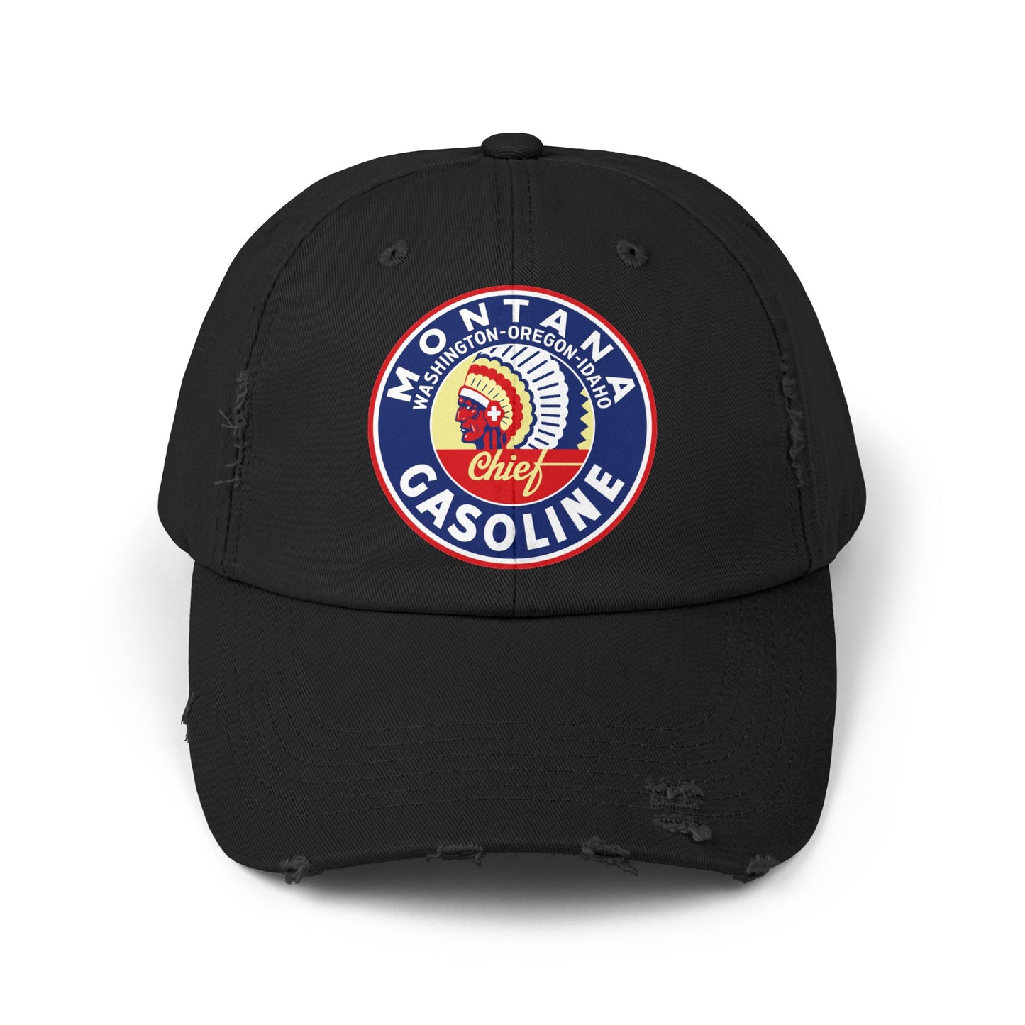 Montana Gasoline distressed cap black — vintage petroliana hat — The Faded Label Co.