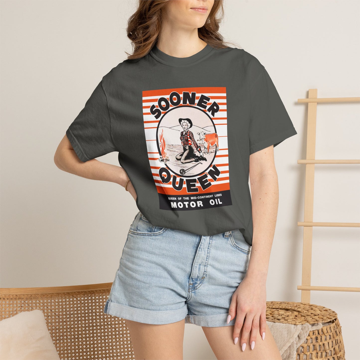 Sooner Queen Motor Oil Graphic T-Shirt comfort colors 1717