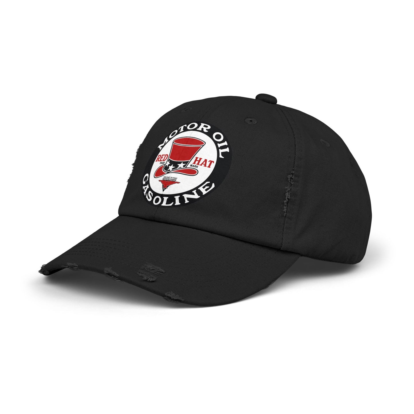 Red Hat Motor Oil & Gasoline Distressed Cap — Vintage Rare Petroliana Hat | The Faded Label Co.