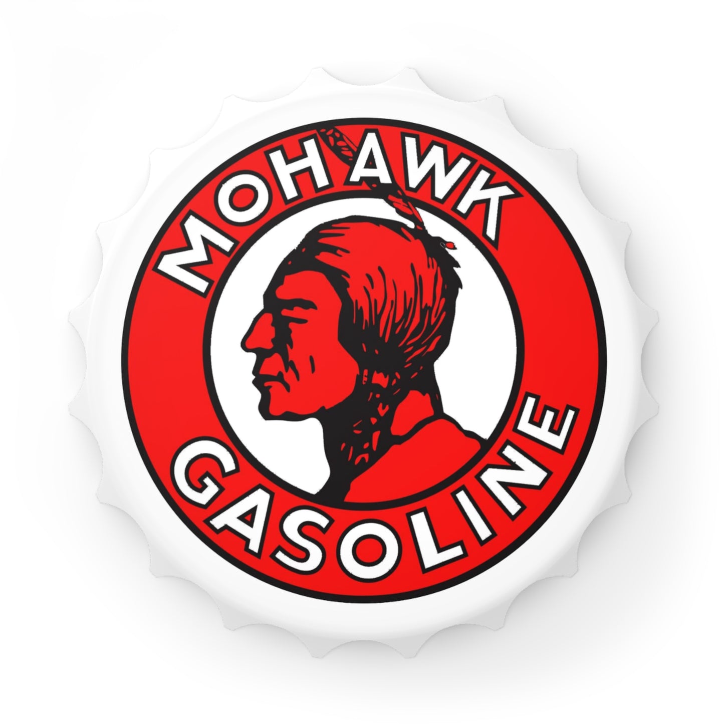 Mohawk Gasoline bottle opener — vintage petroliana bar accessory — The Faded Label Co.