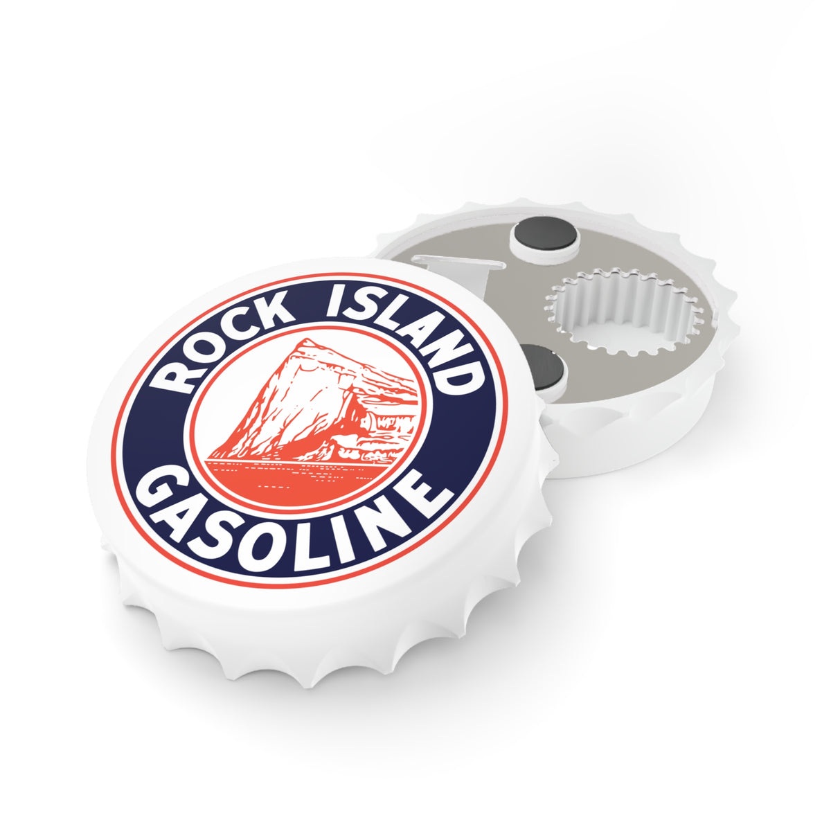 Rock Island Gasoline Bottle Opener — Vintage Petroliana Gift | The Faded Label Co.