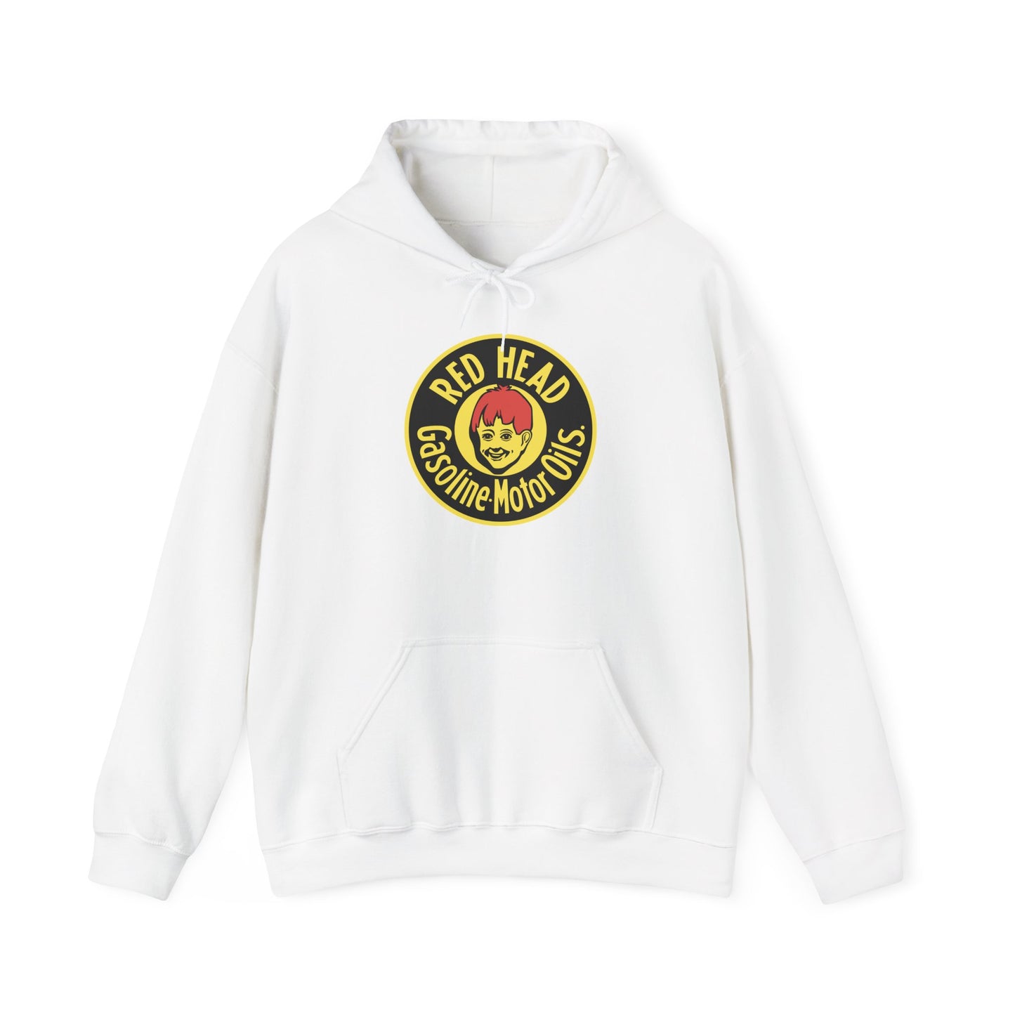 Red Head Gasoline Logo Hoodie — Vintage Automotive Graphic Sweatshirt
