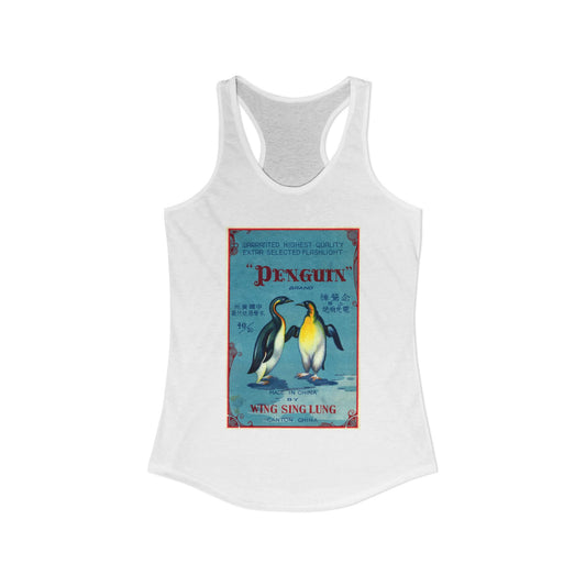 Penguin Brand Firecrackers women's racerback tank top — vintage 4th of July fireworks art — The Faded Label Co.